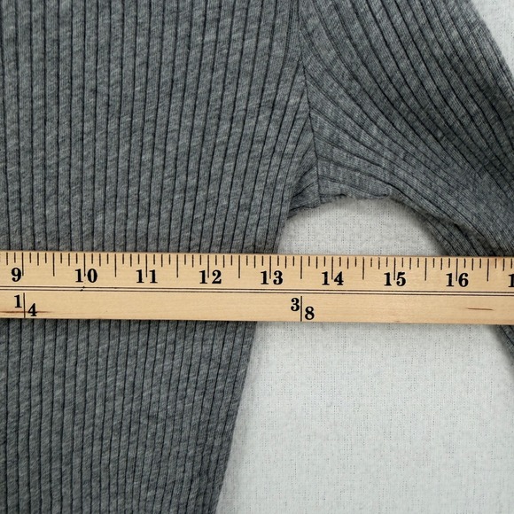 ENZA COSTA Cashmere Poorboy Rib Cardigan Women Medium Gray Long Sleeve Crew Top - Picture 4 of 13